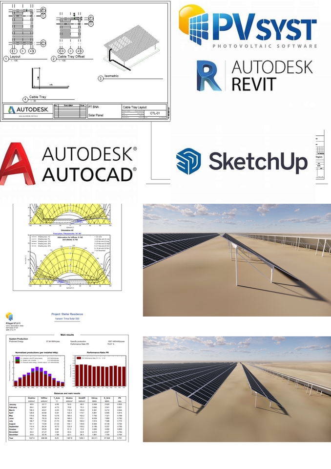Jasa drafter autocad freelance pembuatan desain instalasi panel surya.