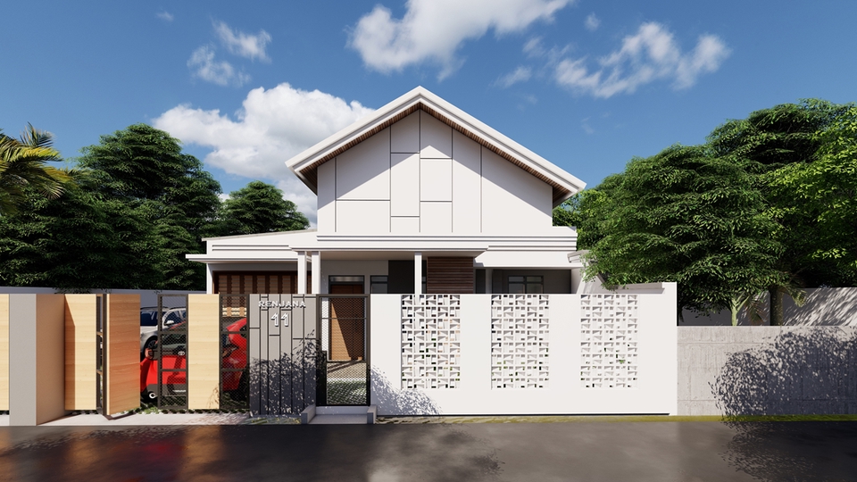 3D & Perspektif - Desain Arsitektur + Denah 3D + Rendering Exterior - 3