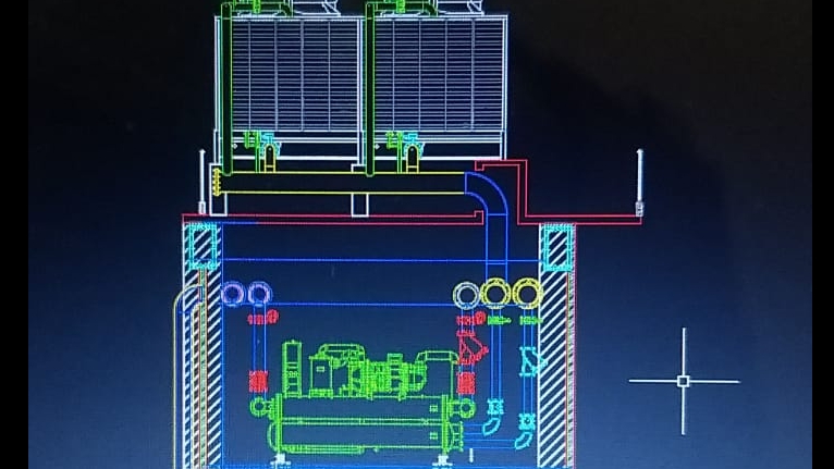 Jasa drafter autocad untuk desain gambar chiller dengan detail sistem HVAC