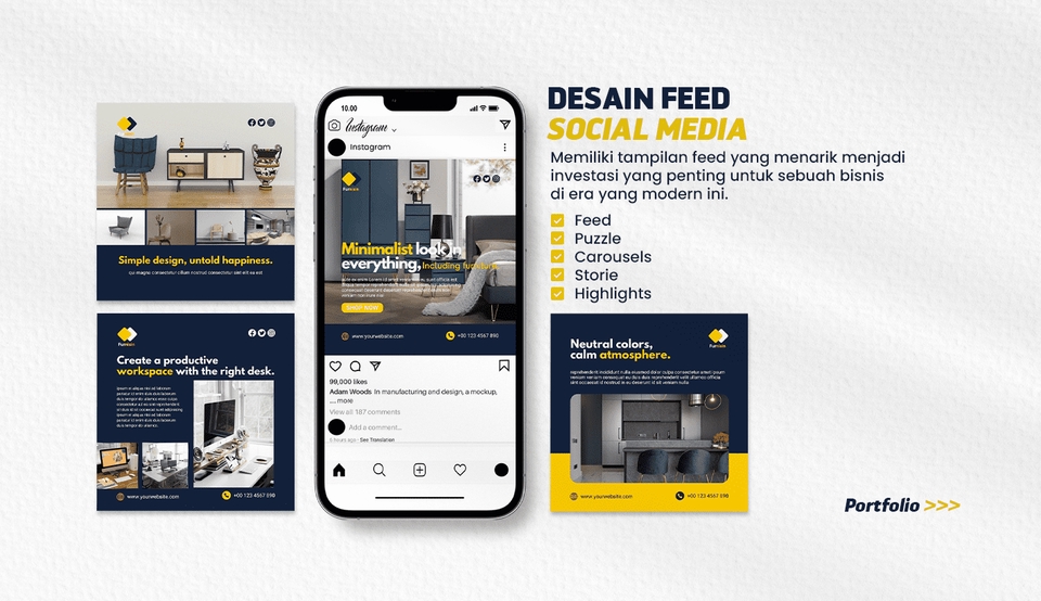 Jasa desain banner Instagram feed, template banner promosi desain feed instagram modern minimalis, desain banner website online shop toko online, buat banner online keren unik.