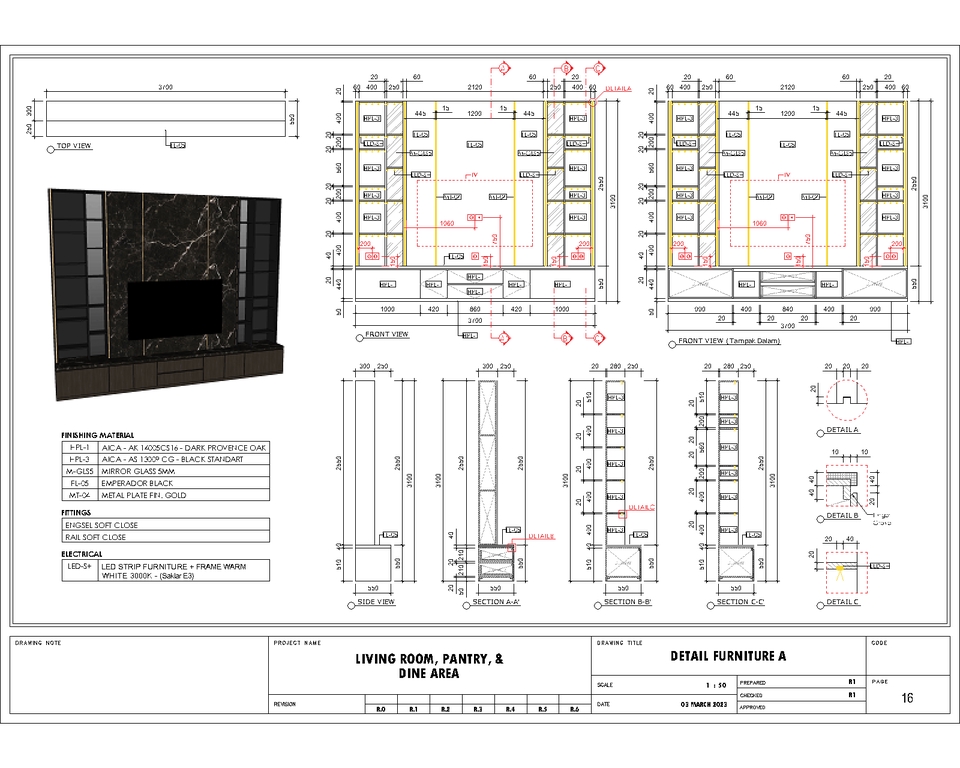 Jasa drafter autocad murah pembuatan desain ruang makan, dapur, dan pantry