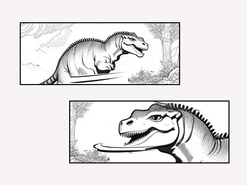 สตอรี่บอร์ดโฆษณา ภาพประกอบไดโนเสาร์