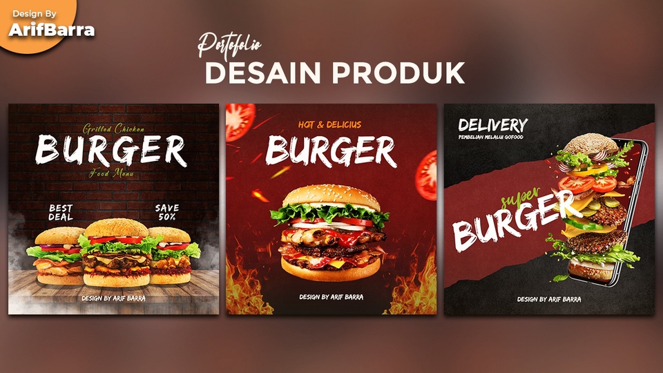 Jasa desain banner instagram makanan burger promosi desain banner makanan instagram online