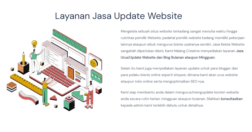 Jasa update website dan blog bulanan untuk meningkatkan SEO website dan blog.