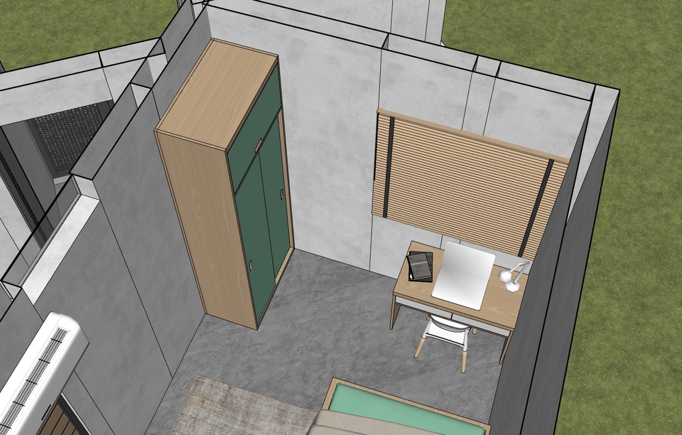 Jasa drafter autocad freelance: Desain kamar tidur minimalis modern. Autocad murah, drafter interior murah.