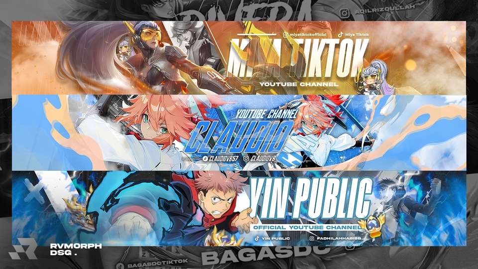 Jasa desain banner Instagram, TikTok, YouTube. Desain banner profesional, keren, dan unik untuk media sosial.  Buat banner online shop dan website.  Desain gambar promosi menarik.