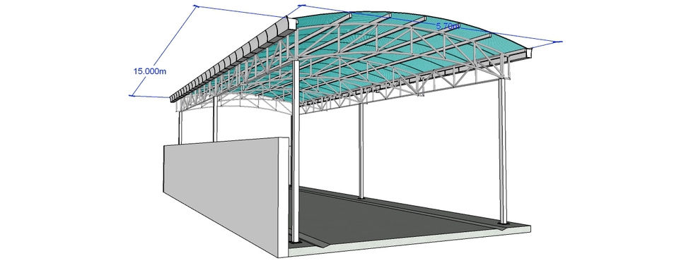 เขียนแบบวิศวกรรมและออกแบบโครงสร้าง - รับเขียนแบบ 3 มิติ โครงหลังคาเหล็กมุงด้วยแผ่นเมทัลชีท ด้วย โปรแกรม Sketch Up - 11