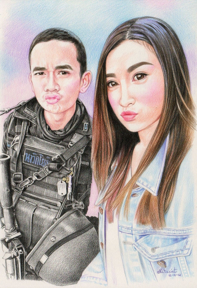 วาดภาพเหมือน Portrait - รับวาดภาพเหมือน งานสีไม้-งานดินสอ ขาว-ดำ - 23