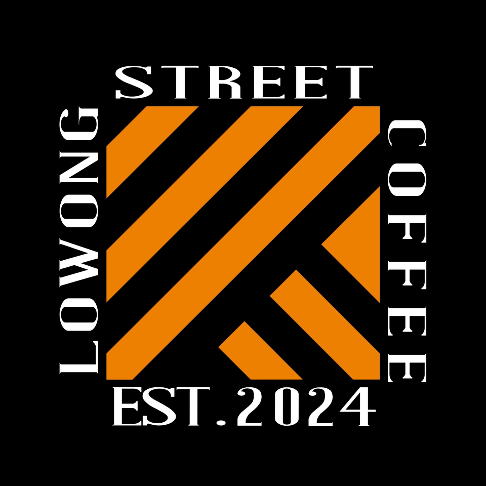 Jasa ilustrasi logo kedai kopi Street Lowong, desain grafis vektor, ilustrasi garis, est 2024