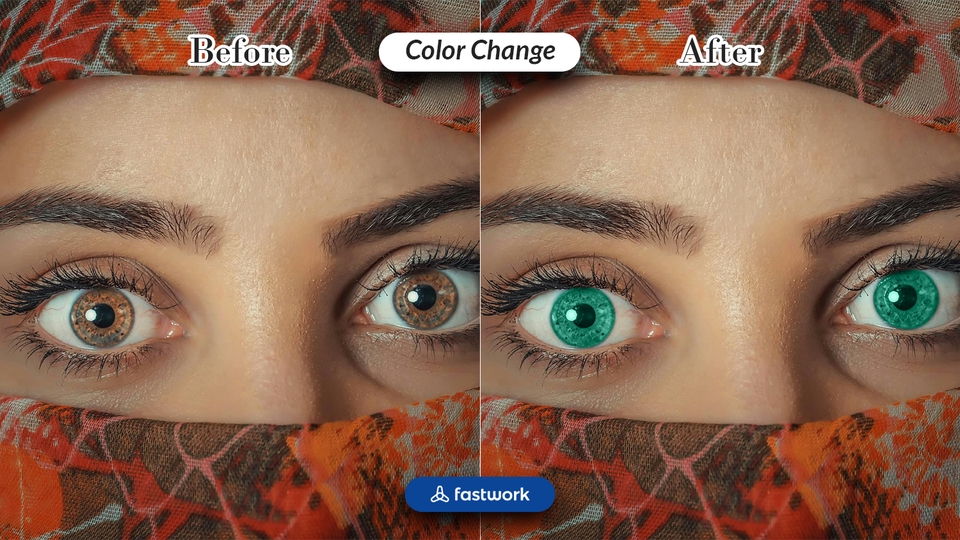 Jasa edit foto online: contoh hasil edit foto mata dengan warna berbeda
