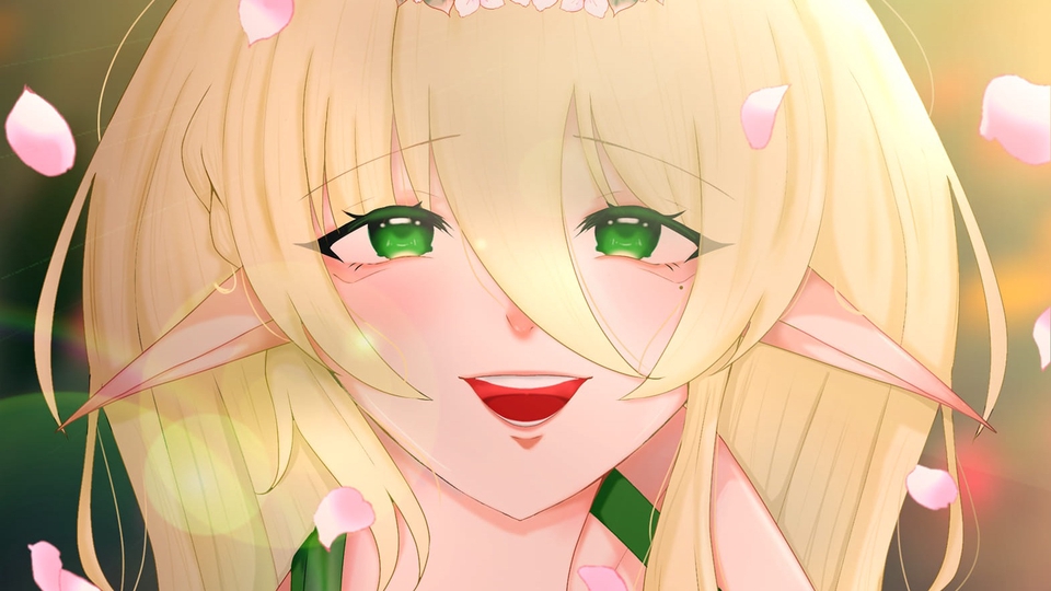 แฟนอาร์ตการ์ตูนหญิงสาวผมบลอนด์ ตาสีเขียว สวมมงกุฎ
