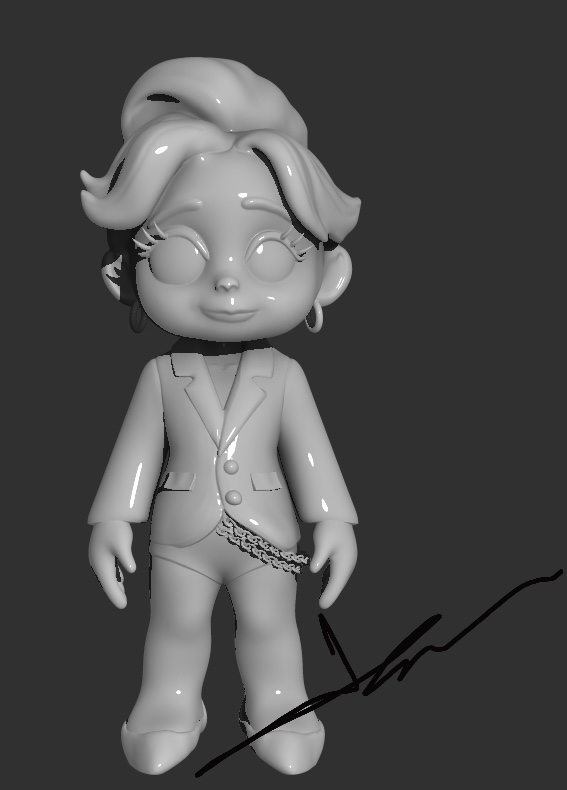 รับผลิต art toy ตัวการ์ตูนหญิง ใส่สูท