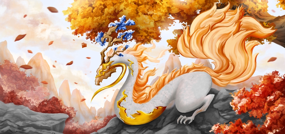 รับวาดรูปมังกร ไฟ ดิจิตอลเพ้นท์