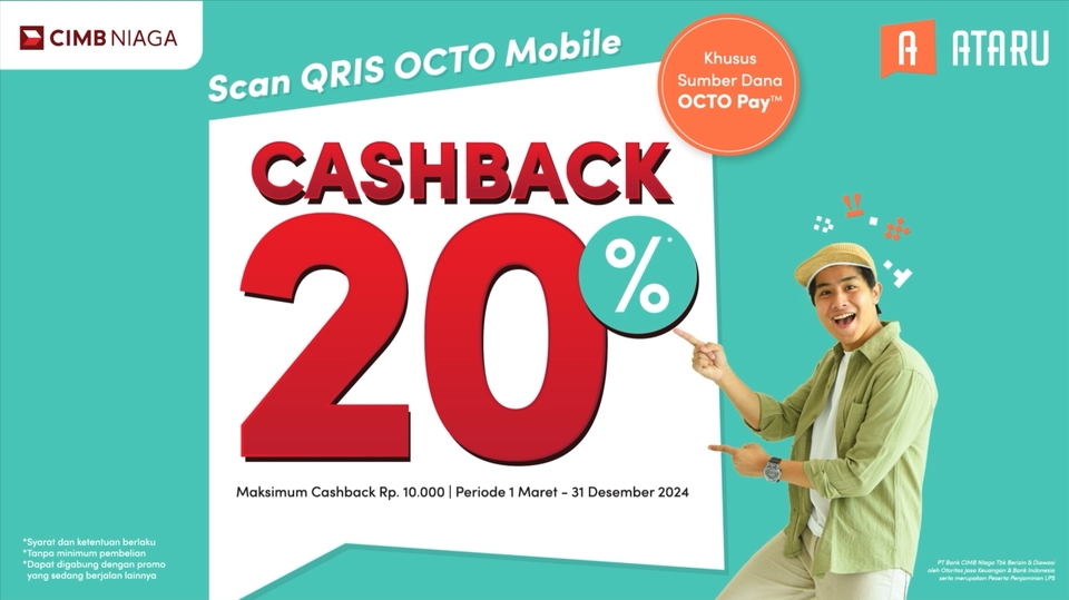 Jasa pembuatan motion graphic untuk promo cashback 20% dengan QRIS Octo Mobile