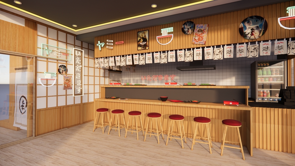 3D & Perspektif - Interior Desain Restoran/Cafe/ Bangunan Komersial - 2