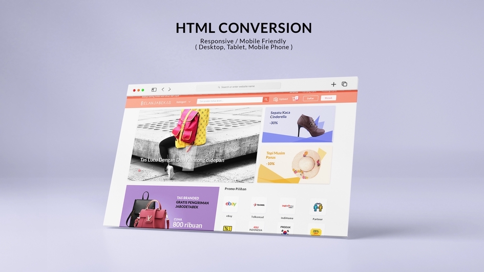 Web Development - Slicing Dari Desain PSD, Zeplin, Figma, Image Ke HTML. HTML Conversion. - 2