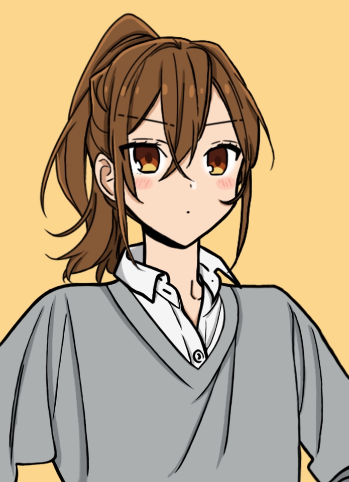 Desain karakter wanita anime dengan rambut cokelat dan pakaian abu-abu untuk ilustrasi karakter game