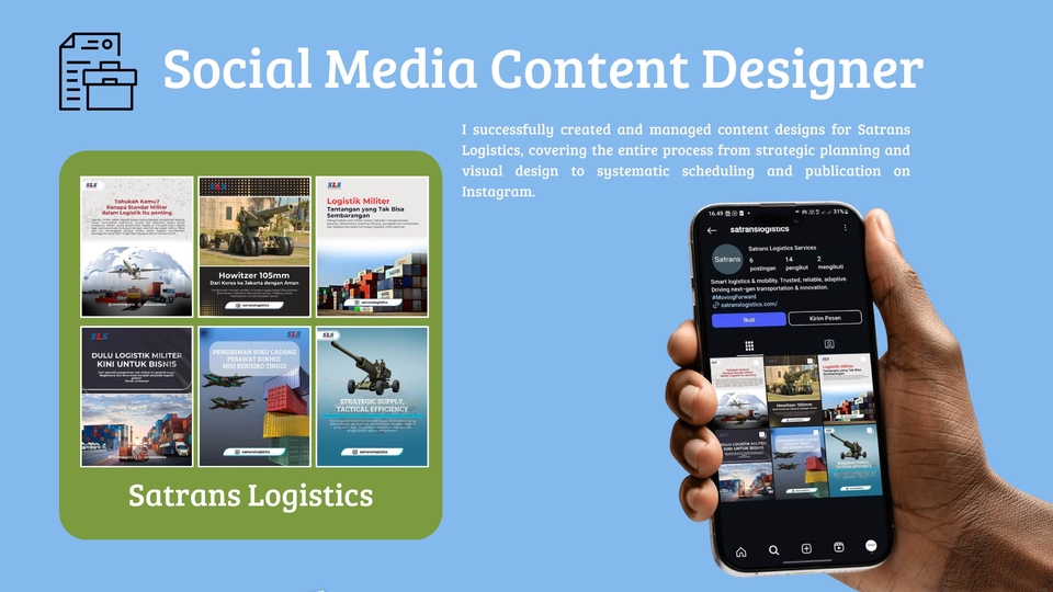 Jasa asisten virtual freelancer: Desain konten media sosial Satrans Logistics.
