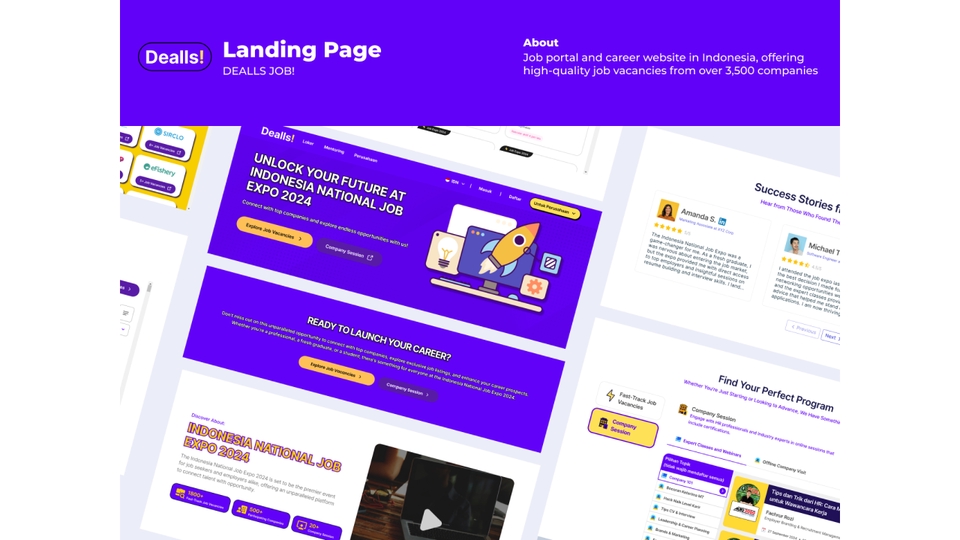 Desain landing page untuk aplikasi mobile ui ux dengan keyword utama: "membuat desain mockup mobile", "desain ui ux aplikasi" dan "desain ui dan ux" yang membantu calon klien menemukan freelancer ui ux berpengalaman.