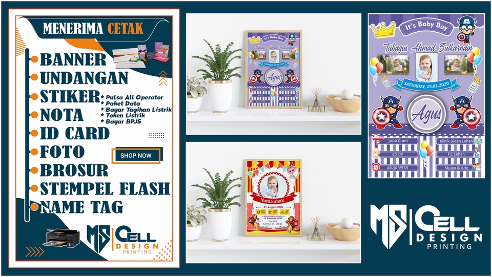 Digital Printing - Desain Banner, Sampul Buku Yasin, Menu Makanan, Brosur, Undangan, Nota, Bio Baby, Foto Custom Dll - 2