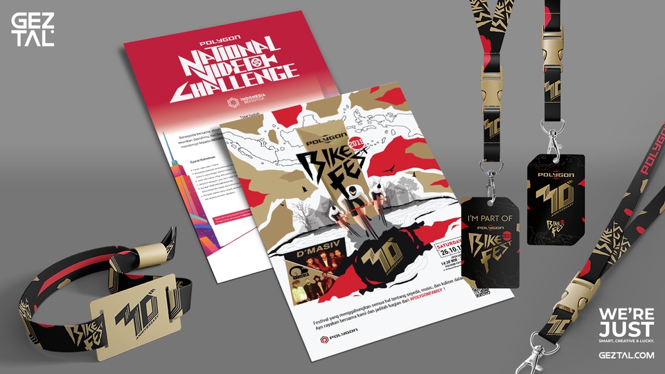 Jasa desain spanduk untuk acara sepeda motor, desain logo, brosur, undangan, dan kartu nama.