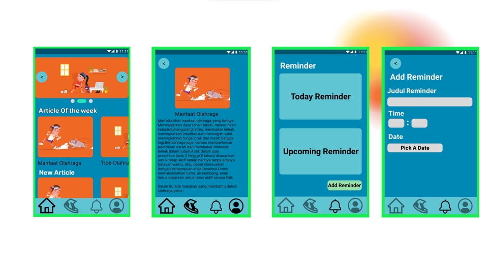 Contoh desain UI UX aplikasi mobile untuk jasa freelancer.