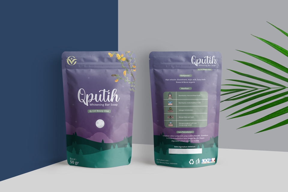 Jasa desain kemasan produk, desain kemasan unik untuk produk sabun pemutih.
