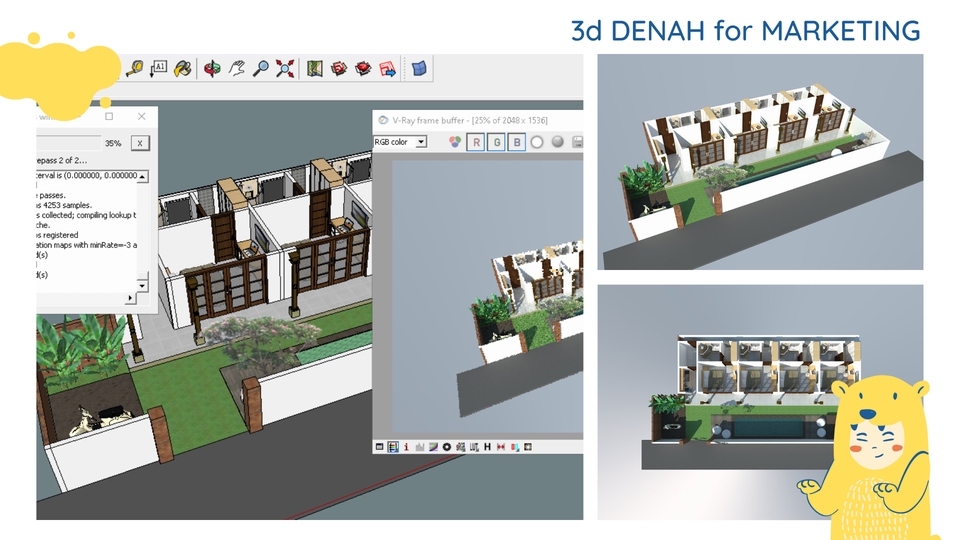 3D & Perspektif - Visualisasi Denah 3D - Forniture Render - 1 Hari Jadi - 4