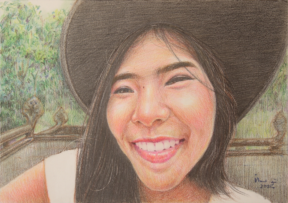 วาดภาพเหมือน Portrait - วาดภาพเหมือนบุคคลด้วยสีไม้ (portrait with colored pencils) - 3
