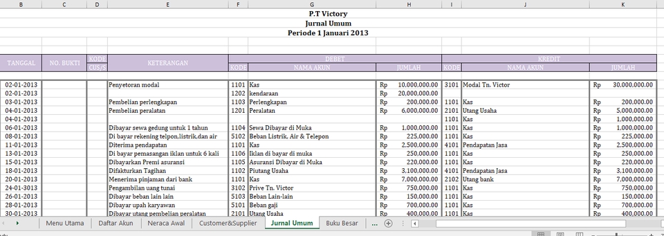 Entri Data - Jual Template Laporan Keuangan Akuntansi sederhana di excel - 4