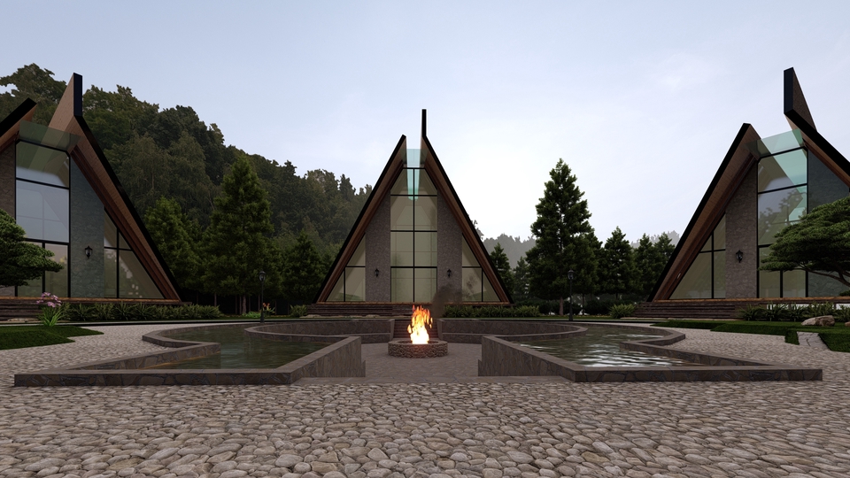 Jasa desain arsitektur rumah minimalis dengan render 3d dan desain exterior.