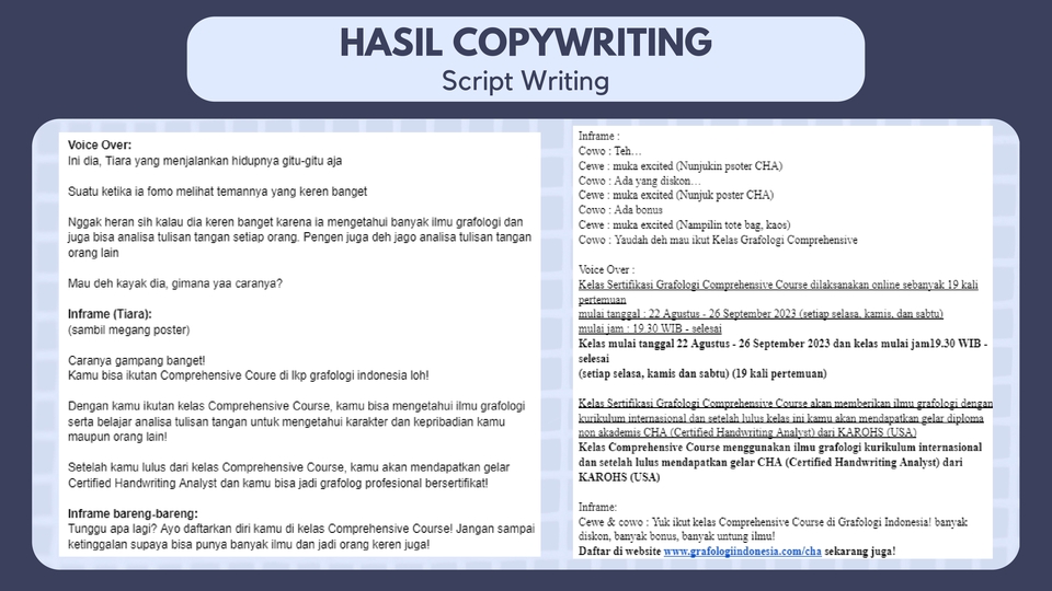 Contoh Script Copywritter Jasa Copywriting dan Content Writing Media Sosial ID - EN