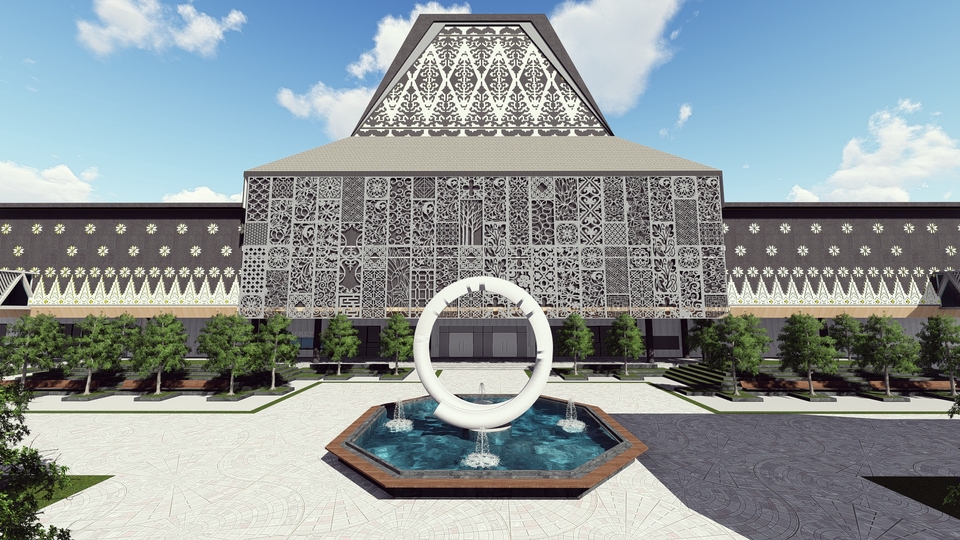Jasa pembuatan video animasi 3d,  video animasi dengan model gedung modern dan fountain