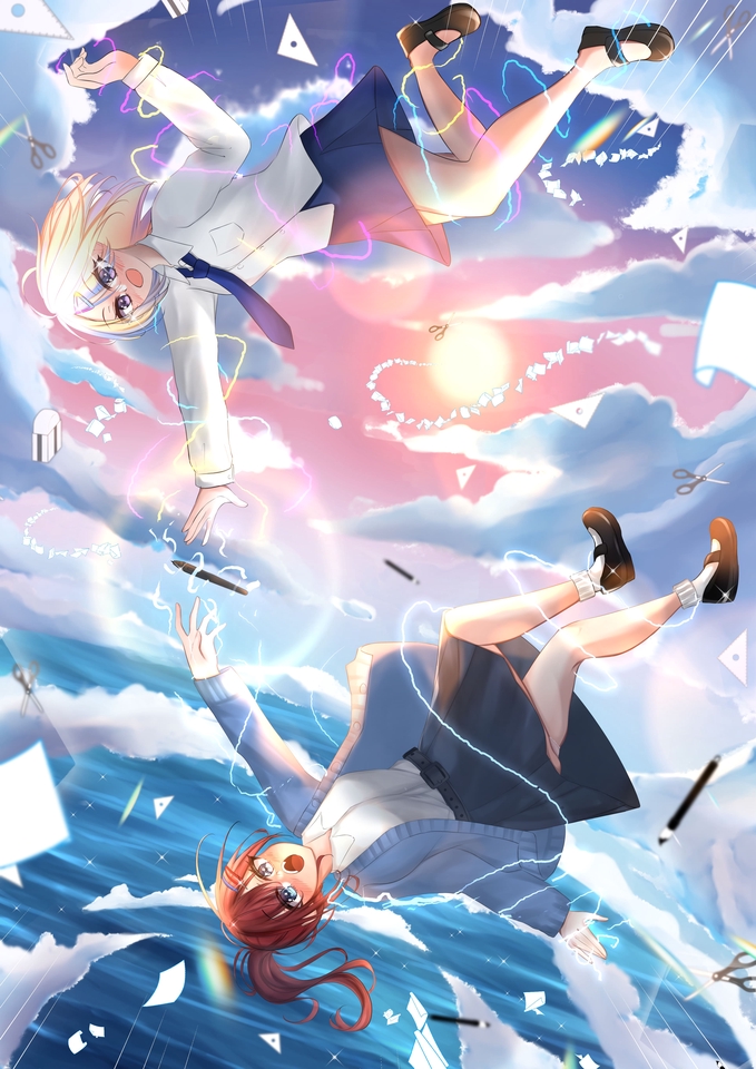 รับวาดรูปการ์ตูนน่ารัก สไตล์อนิเมะ วาดการ์ตูนมังงะ 2 ตัวละคร สวยงาม สีสันสดใส