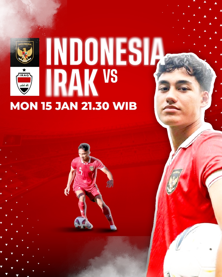 Jasa desain banner Instagram, banner promosi untuk pertandingan Indonesia vs Irak, 15 Januari 2023, desain banner sepak bola, buat banner instagram, desain banner online.