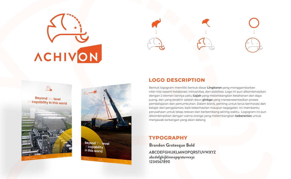 Desain logo profesional untuk perusahaan dengan tagline "Beyond level capability in this world". Jasa desain logo online.