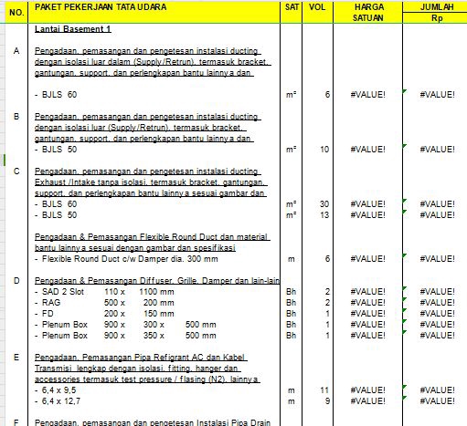 Jasa drafter autocad murah, pembuatan gambar autocad untuk paket pekerjaan tata udara lantai basement 1