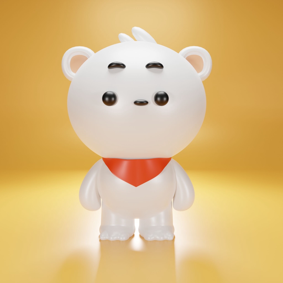 รับทำ 3D model พิมพ์ 3 มิติ ตุ๊กตาหมีขาว 3D  โมเดลน่ารัก 3d  สินค้า 3D  packshot 3D