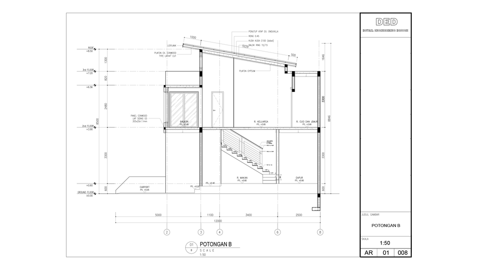 CAD Drawing - Gambar Kerja Rumah Tinggal Mulai dari Rp. 10.000/m2 (Harga bisa dinego) - 12