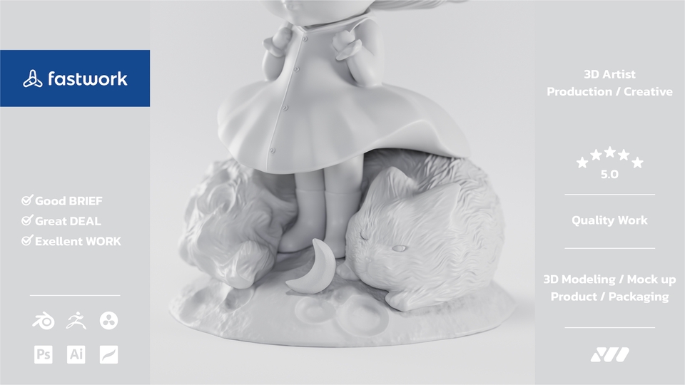 รับผลิต art toy ตัวละครหญิง และสัตว์ สวยงาม 3d