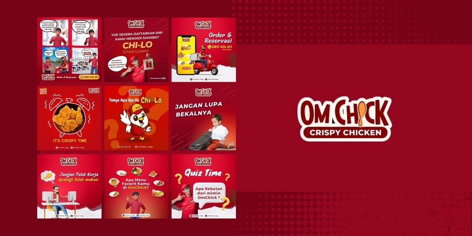 Jasa desain banner Instagram untuk promosi usaha makanan ayam crispy, dengan desain menarik dan unik.