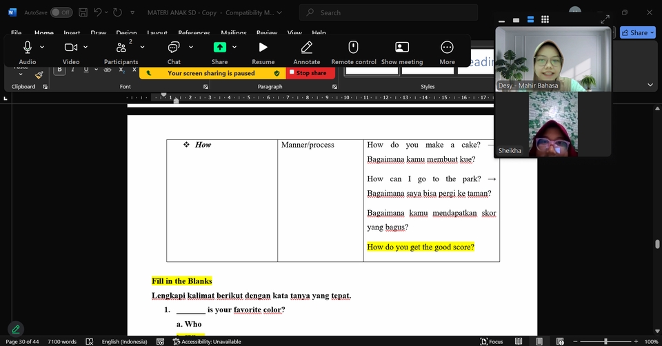 Belajar bahasa Inggris online: Materi kursus online, tanya jawab, latihan soal.