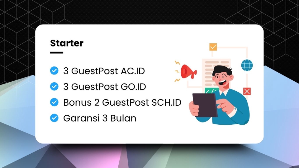 Jasa SEO Murah Bergaransi: Paket Starter, 3 Guest Post AC.ID, 3 Guest Post GO.ID, 2 Guest Post SCH.ID