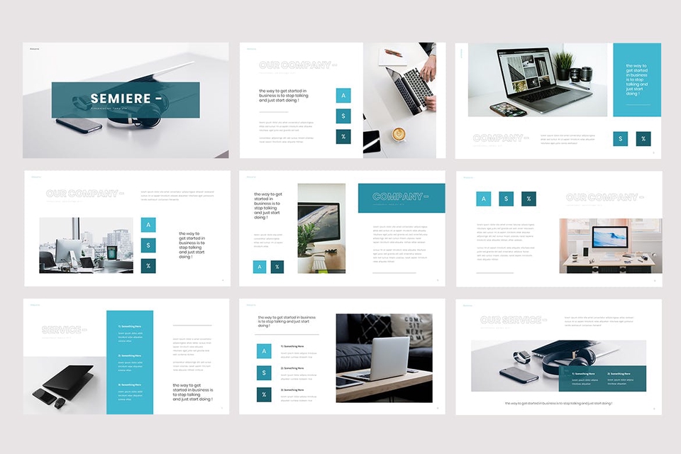 Jasa pembuatan presentasi powerpoint, desain slide presentasi dengan tema modern dan profesional.