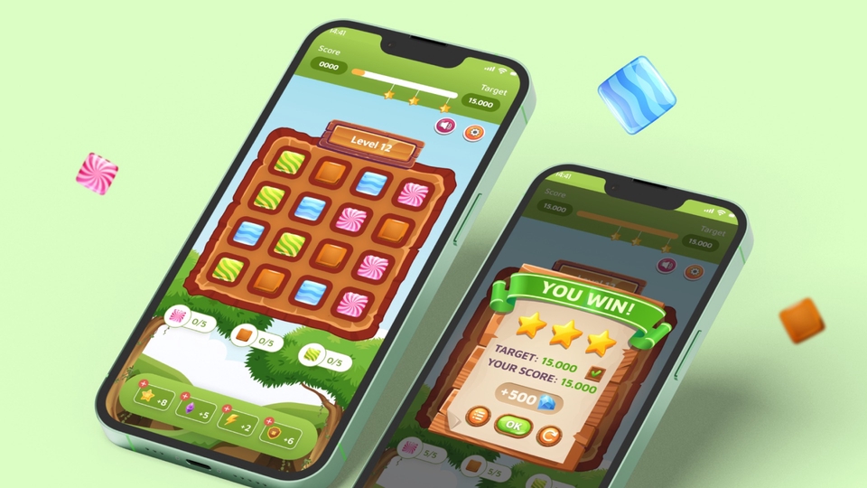 Desain aplikasi mobile game dengan UI UX modern dan menarik untuk meningkatkan pengalaman pengguna.