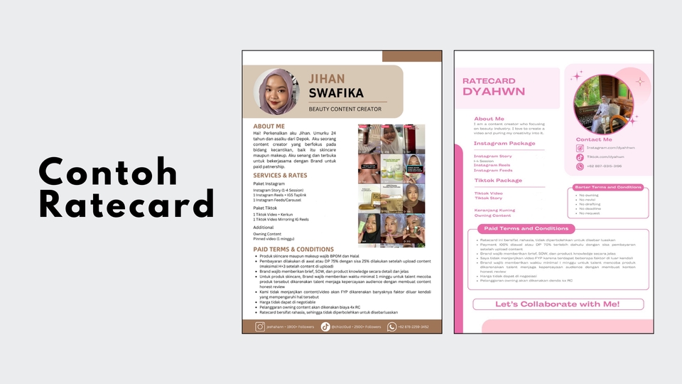 Contoh rate card untuk jasa desain portofolio dan cv menarik