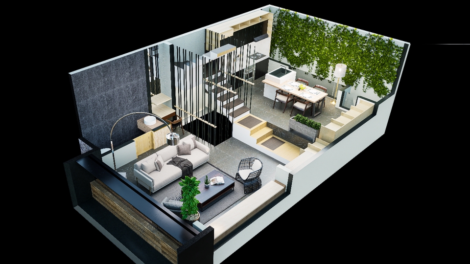 Jasa Desain Interior Apartemen Minimalis dengan 3D Render, Desain Interior Studio Apartemen, Desain Apartemen 2 Kamar, Desain Apartemen Tipe 36