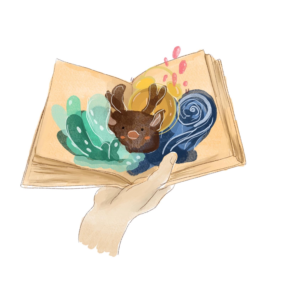 รับวาดภาพประกอบนิทาน กวางน้อยน่ารัก ในหนังสือ เปิดอ่าน