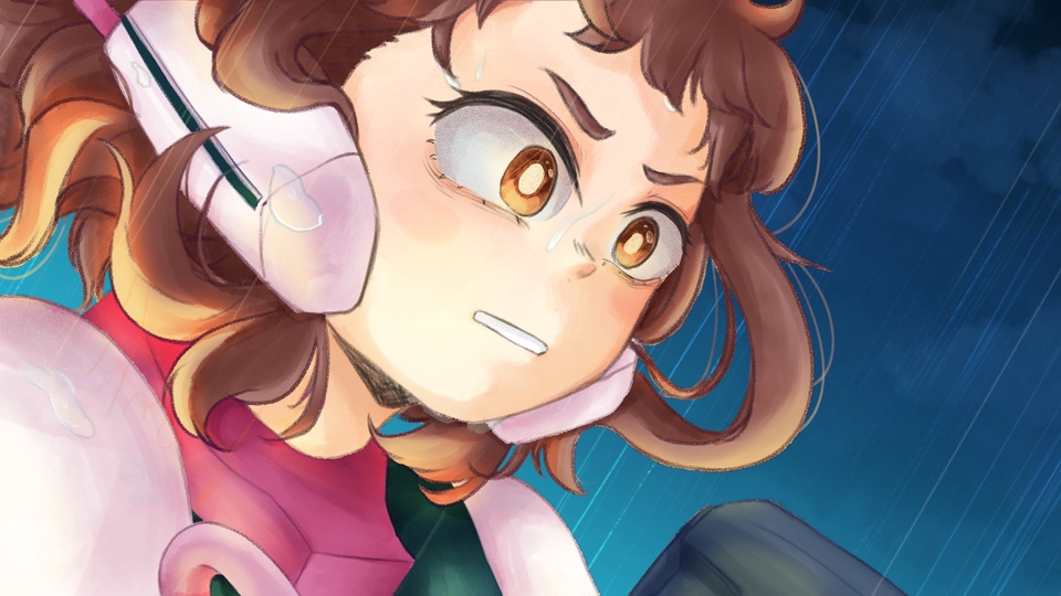 วาดแฟนอาร์ตศิลปิน  แฟนอาร์ตการ์ตูน ผู้หญิงน่ารัก ผมสีน้ำตาล  ตาสีน้ำตาล  แต่งตัวสีชมพู  ยิ้ม  กำลังเศร้า