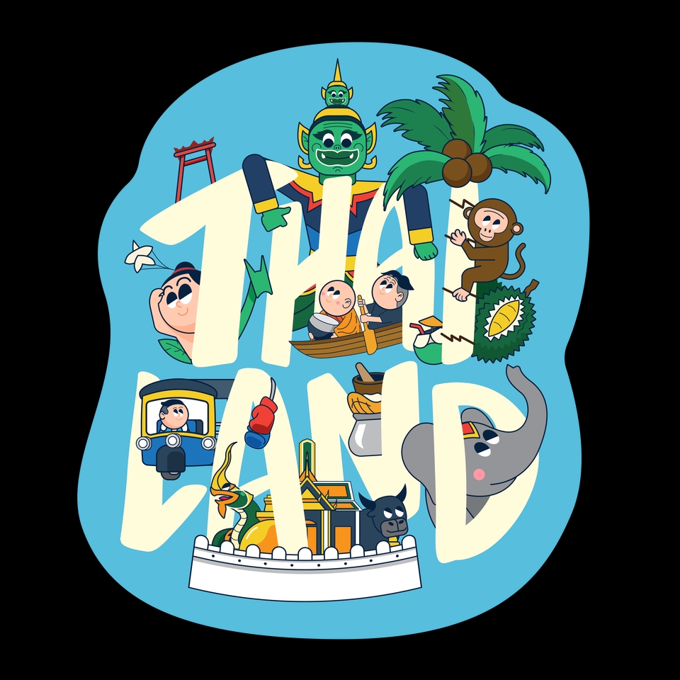 ภาพประกอบเวกเตอร์ - วาดภาพประกอบสไตล์ต่างประเทศตามคอนเท้น ด้วย vector - 20